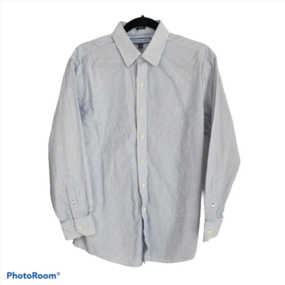 Tommy Hilfiger Mens Button Front Dress Shirt L